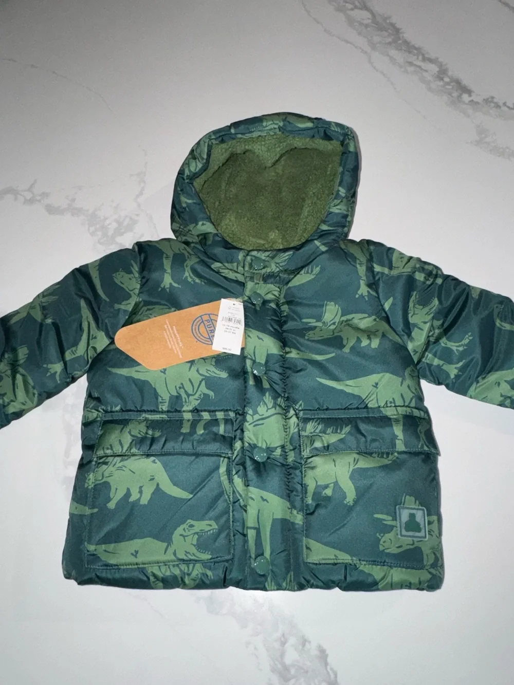 Baby GAP Cozy Dinosaur Puffer Jacket Boys’ 12-18M